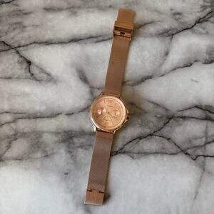 Fossil Rose Gold Multifunction Crystal Bezel Stainless Steel Watch